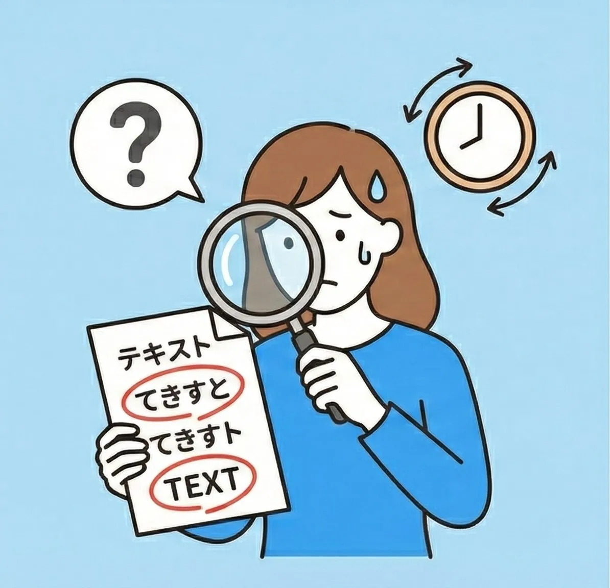 Illustration of someone checking inconsistent notation by eye