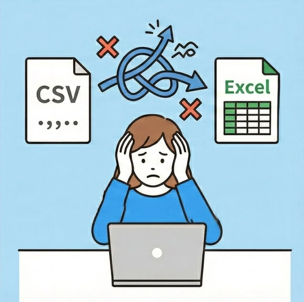 Illustration of CSV preprocessing before Excel