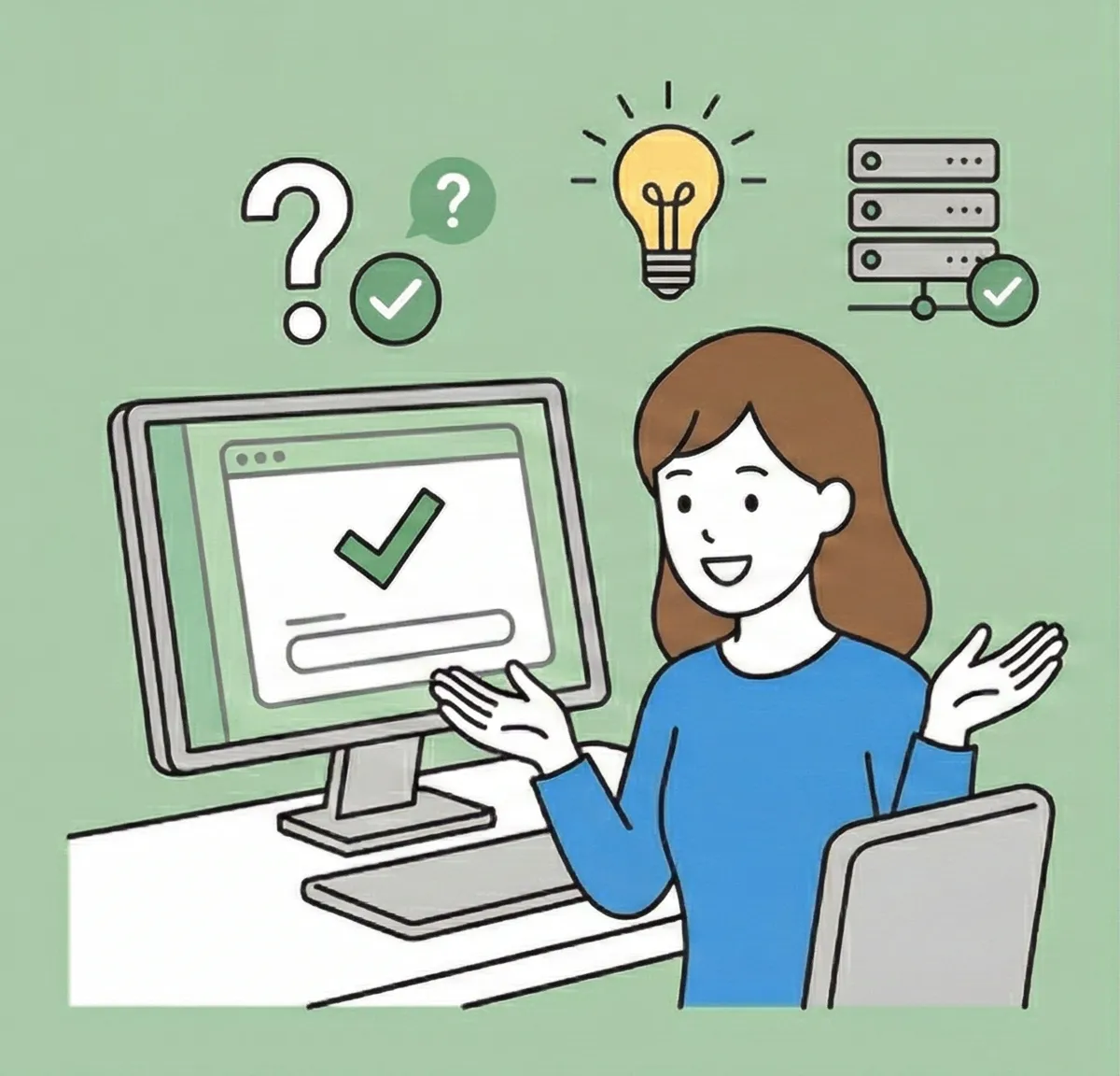 コーディングやインフラ設定なしで導入できることを示すイラスト