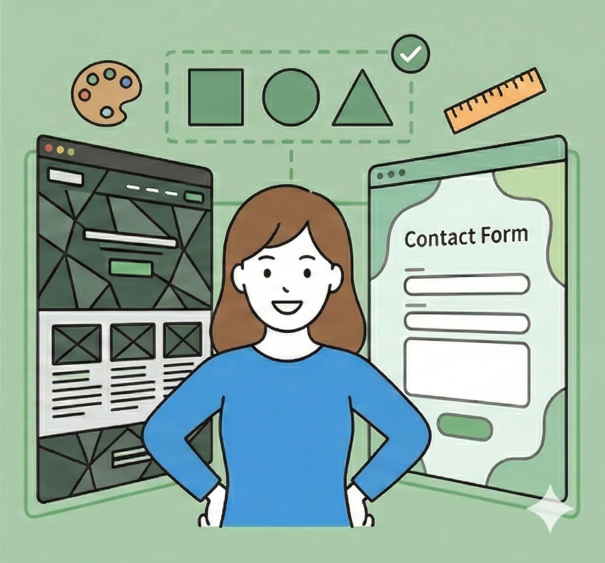 サイトデザインに合わせてフォームを調整できることを示すイラスト
